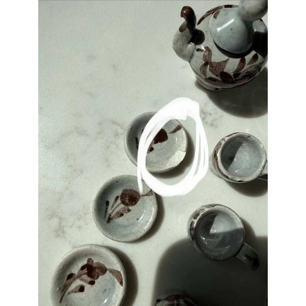 Vintage Pottery Miniature Tea Set Handpainted